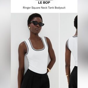 LE BOP Ringer Square Neck Tank Bodysuit NWT Small